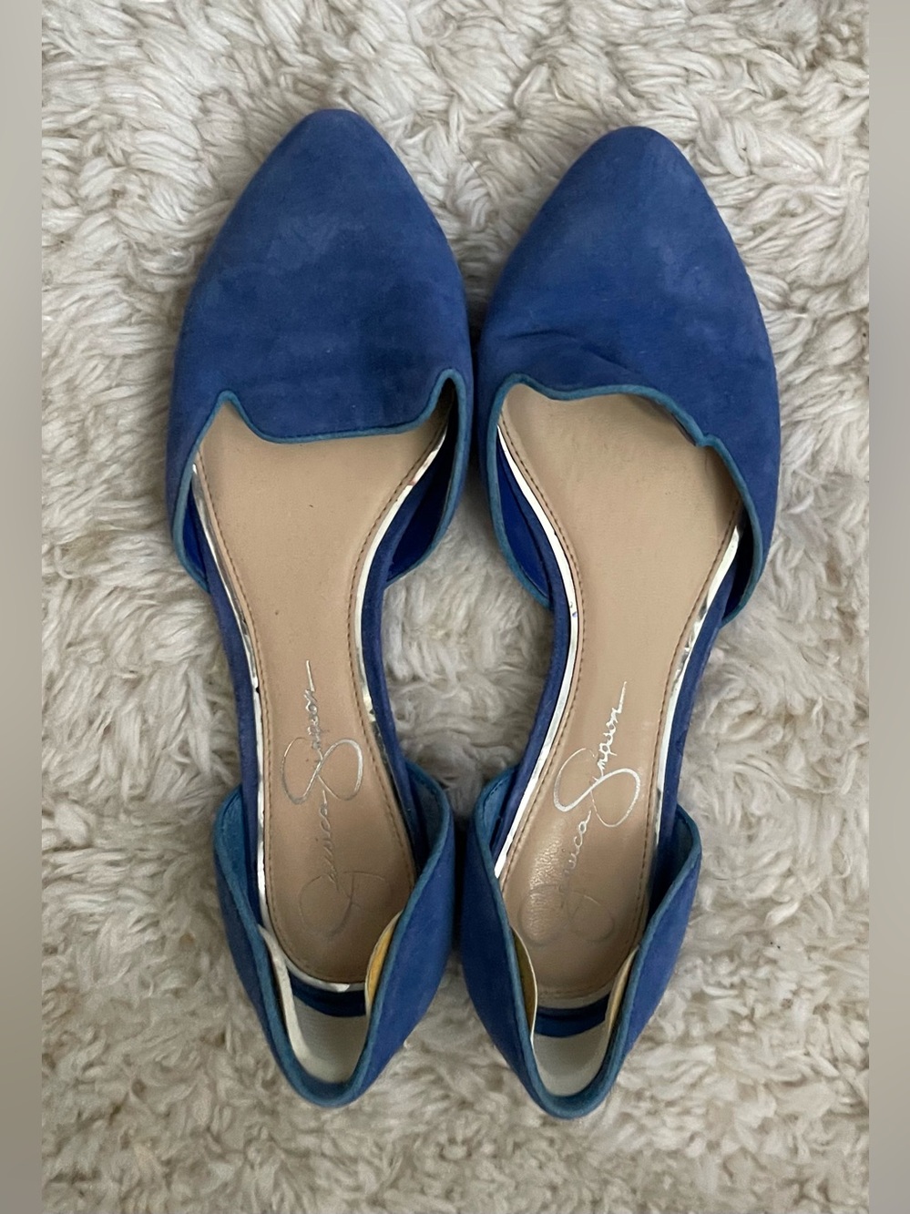 Jessica Simpson Blue Suede Pointed Flats Size 6